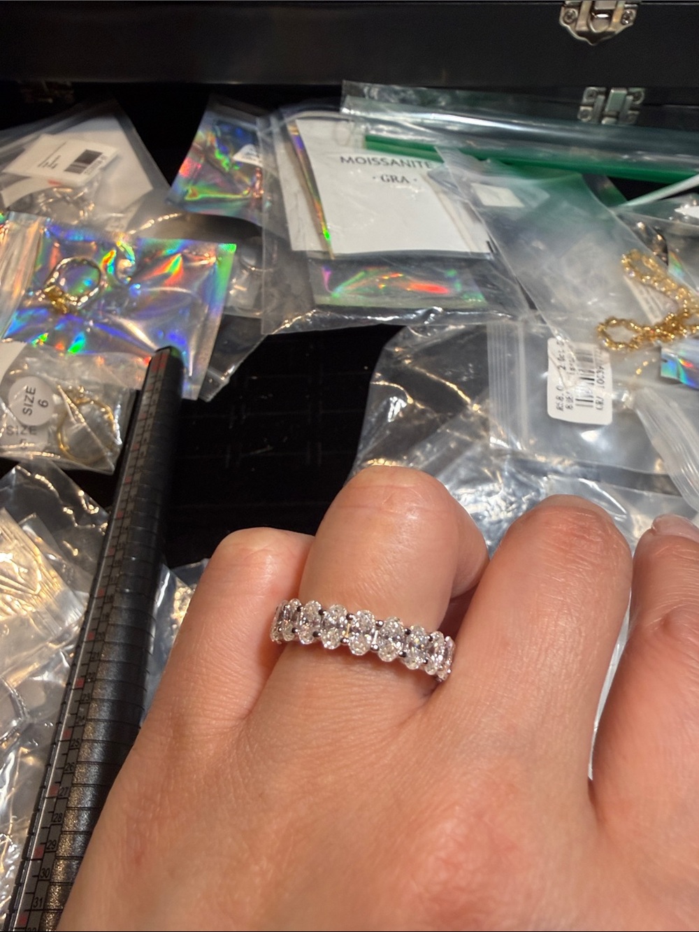Silver Moissanite Eternity Band - Sparkling Silver Ring